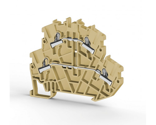 307370, Клеммник пруж.быстрозажимной (Push in) 2-х ярусный, 2,5мм.кв., с диодом, (бежевый); PYK 2,5-2FD-B (упак 40 шт)