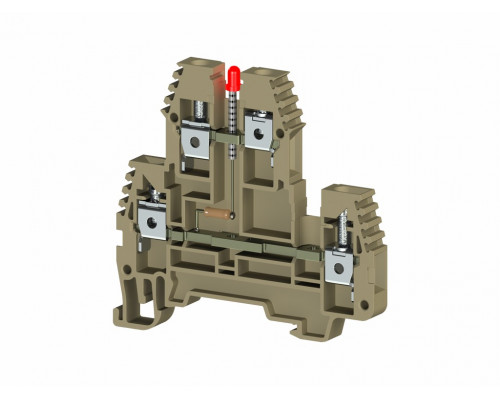 319420, Клеммник 2-х ярусный, 4 мм.кв., с индикацией 48 VDC, (бежевый); PIK4 NLD 48VDC (упак 20 шт)