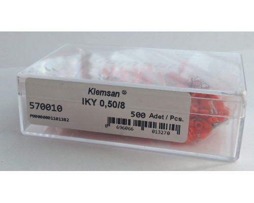 570002, Наконечник изолированный  IKY 0,25/8 PA (огнестойкий) (упак 500 шт)