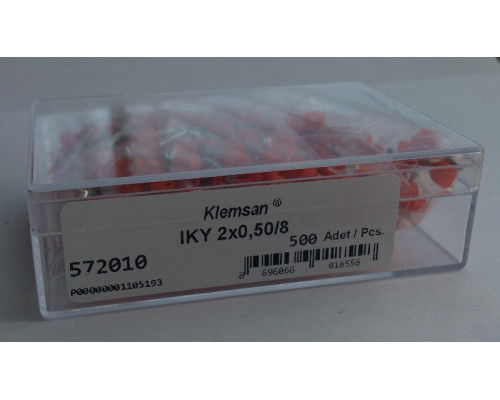 572010E, Наконечник изолированный IKY 2x 0,5-8 (ECO) (упак 500 шт)