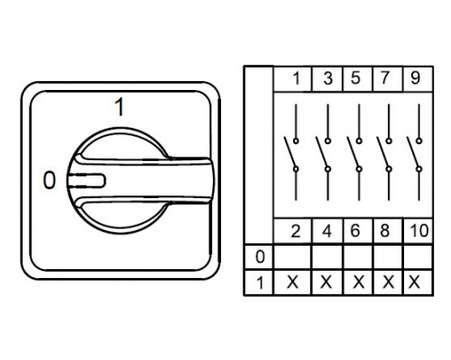 800092, CS020273E; Аварийный двухпозиционный переключатель (0-1); 5 FAZ 20 A 90° (упак 1 шт)