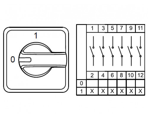 800106, CS050274E; Аварийный двухпозиционный переключатель (0-1); 6 FAZ 50 A 90° (упак 1 шт)